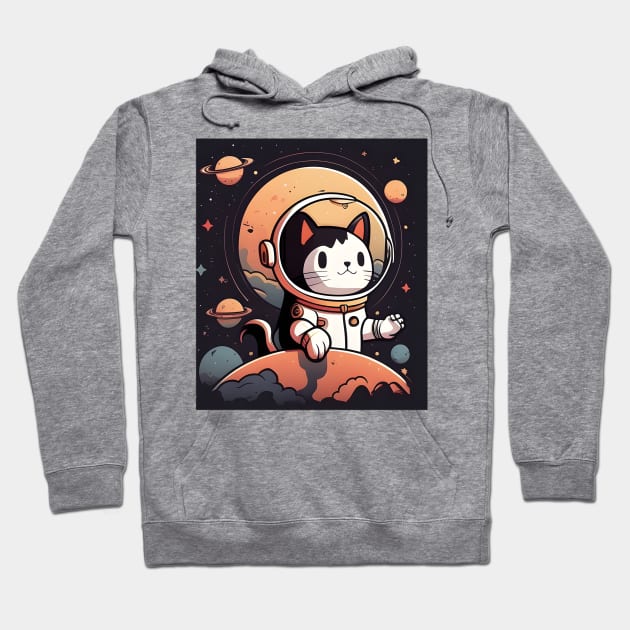 Catronaut Cute Cat Astronaut Deep In Space Cosmic Cat Science - Funny Cats Hoodie by Rochelle Lee Elliott